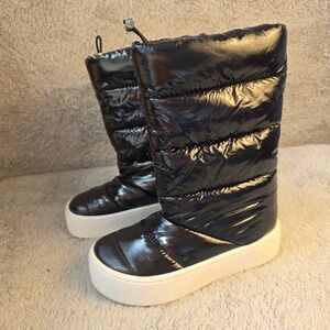 Jeffrey Campbell Platform Puffer Boots Black‎ Womens Size 5 Pull On Winter